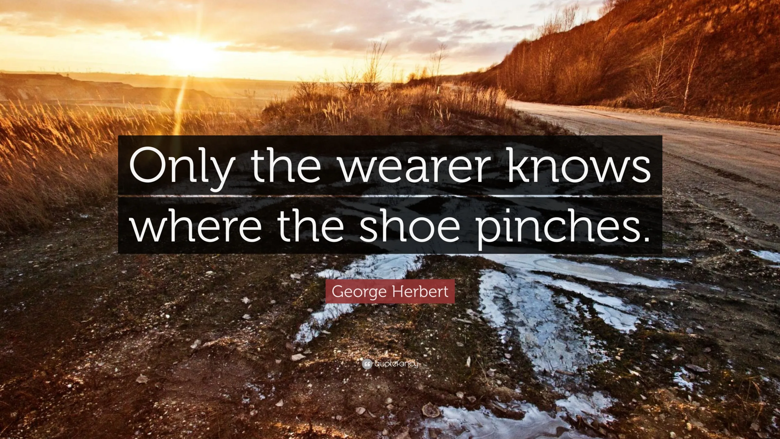518229 George Herbert Quote Only the wearer knows where the shoe pinches scaled Only The Wearer Knows Where The Shoe Pinches