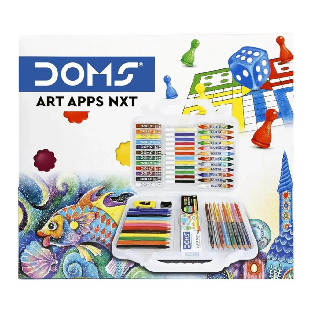 Doms Art Apps Nxt Kit Colours With Plastic Carry Case | Combination of 9 Stationery Items