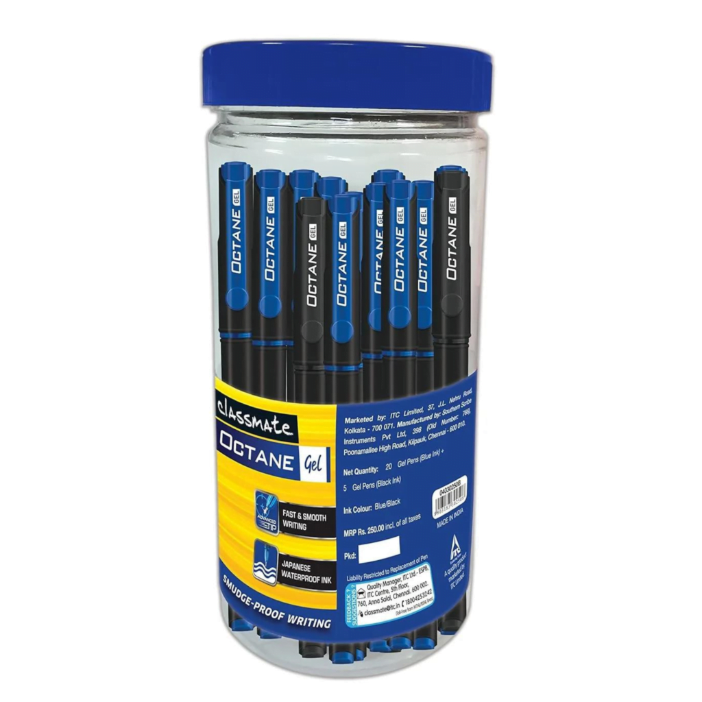 Classmate Octane : Blue and Black Gel Pens (Pack of 25)
