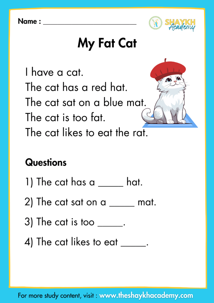 My Fat Cat - Comprehension Passages - Comprehension Passages