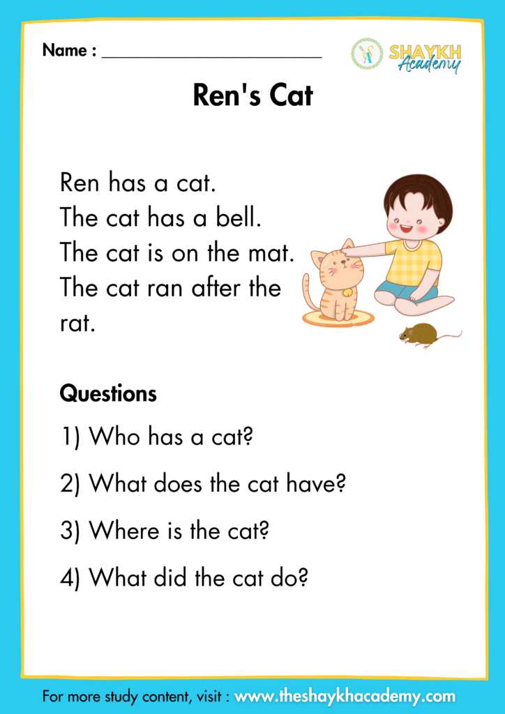 Ren's Cat - Comprehension Passages - Comprehension Passages