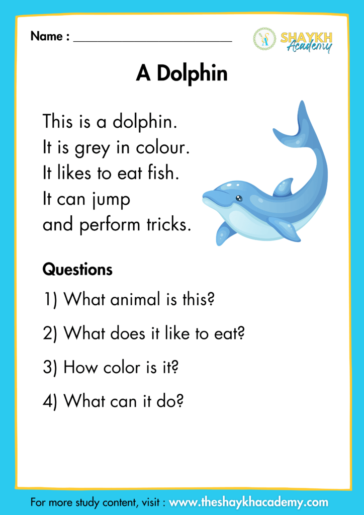 A Dolphin - Comprehension Passages - Comprehension Passages