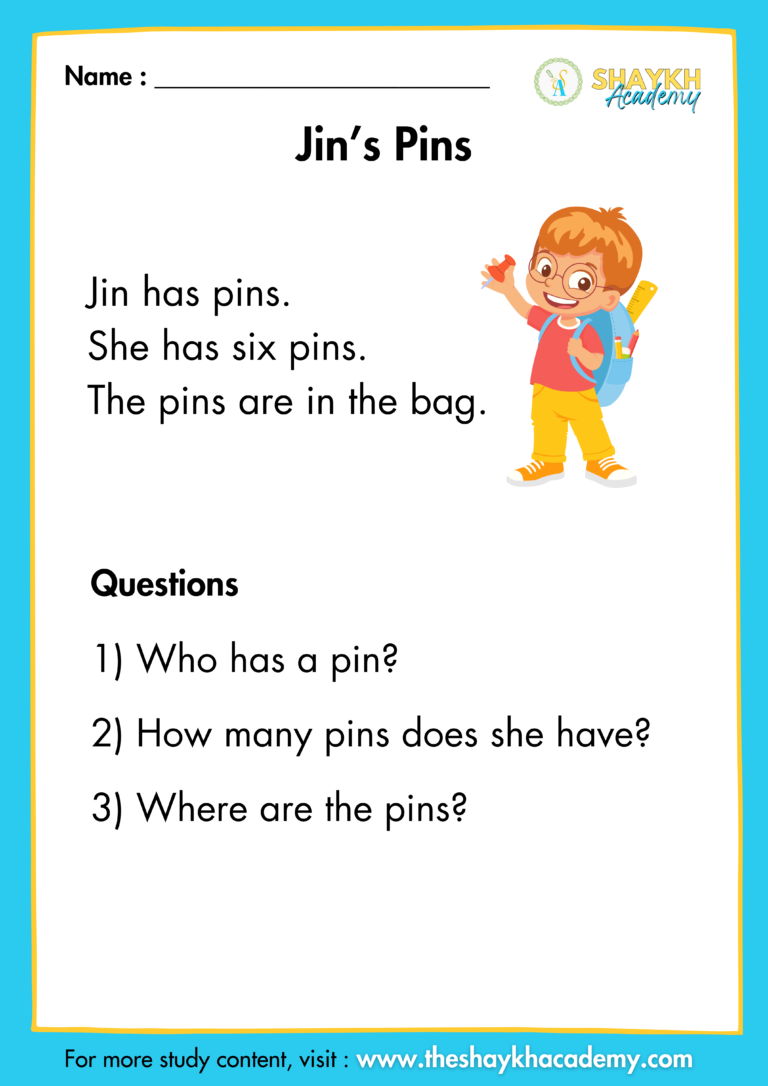 Jin’s Pins - Comprehension Passages - Comprehension Passages