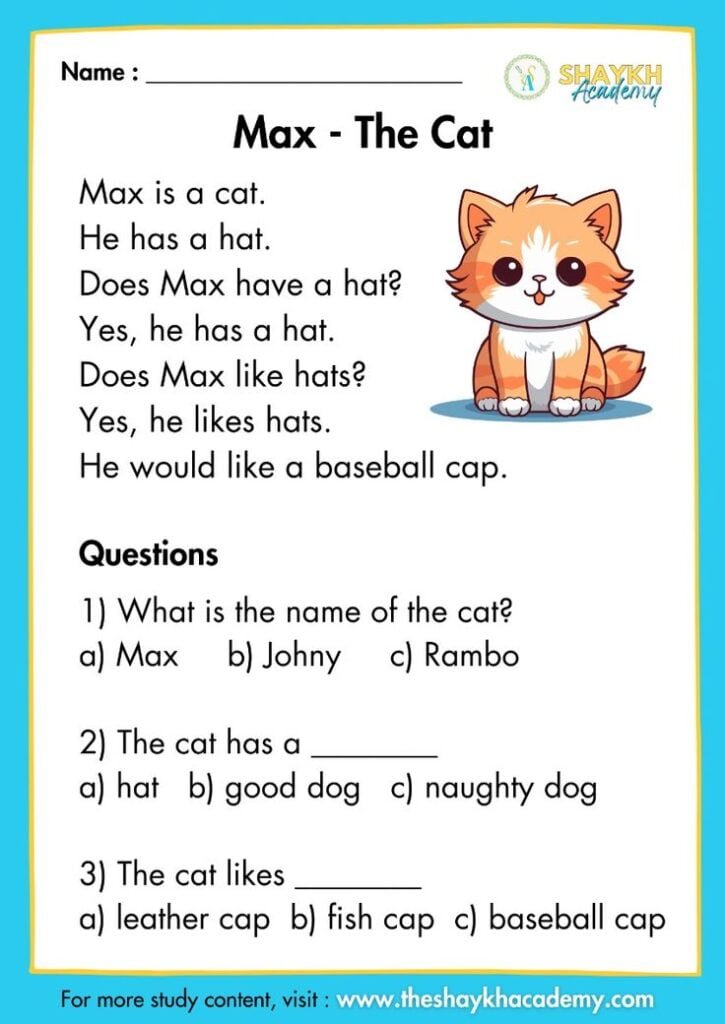 Max - The Cat - Comprehension Passages - Comprehension Passages