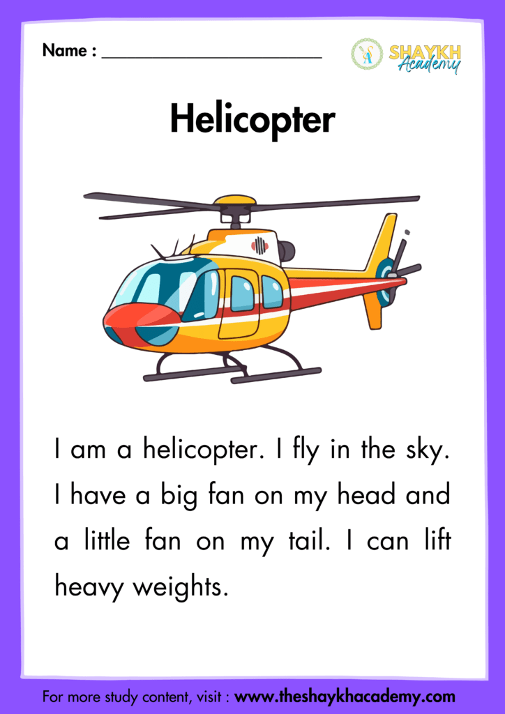 Helicopter - Beginner Level - Reading Passages