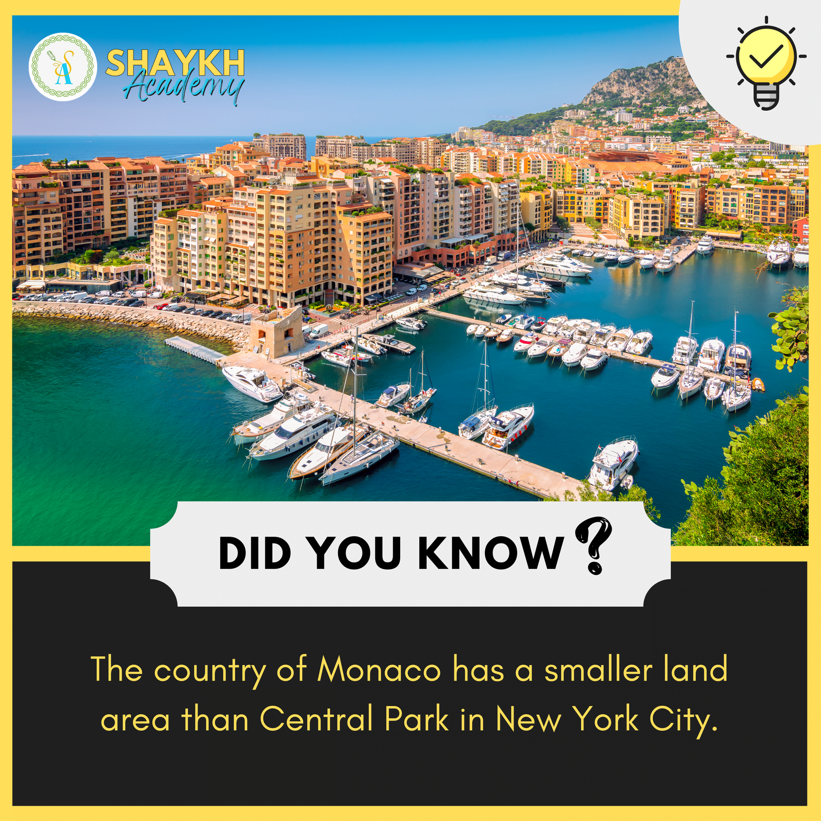 The Country Of Monaco Has A Smaller Land Area Than Central Park In New 