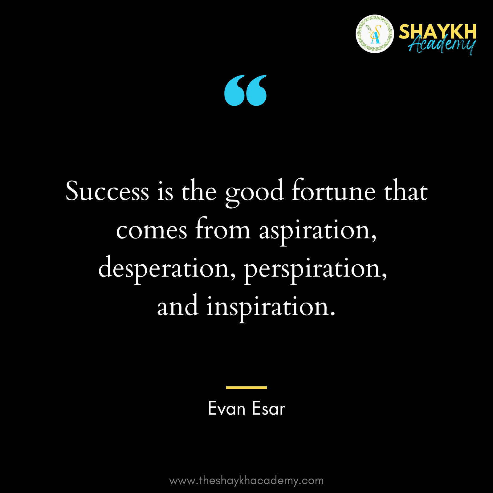 Success is the good fortune that comes from aspiration, desperation, perspiration, and inspiration.