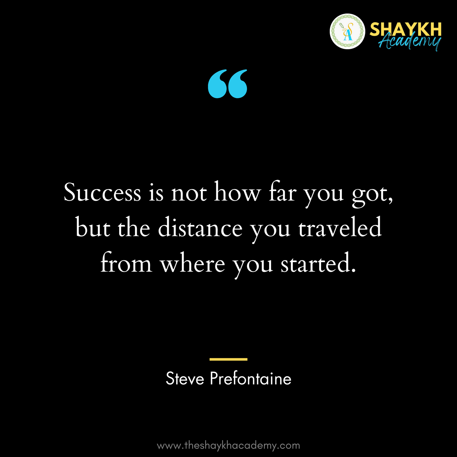 Success is not how far you got, but the distance you traveled from where you started.