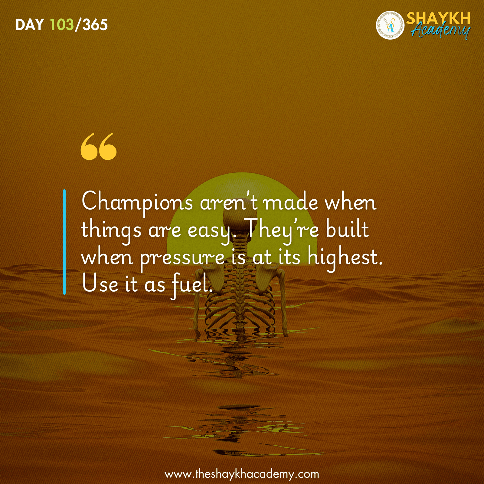 Champions aren’t made when things are easy. They’re built when pressure is at its highest. Use it as fuel.