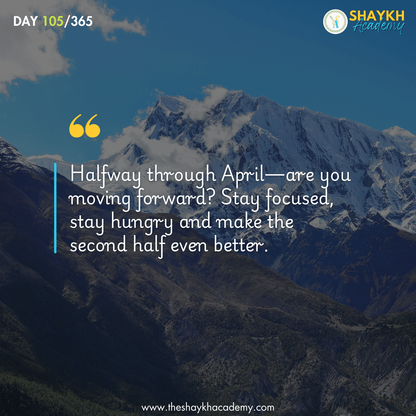 Halfway through April—are you moving forward? Stay focused, stay hungry and make the second half even better.