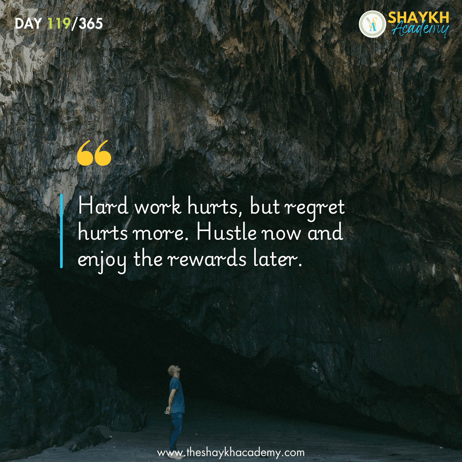 Hard work hurts, but regret hurts more. Hustle now and enjoy the rewards later.