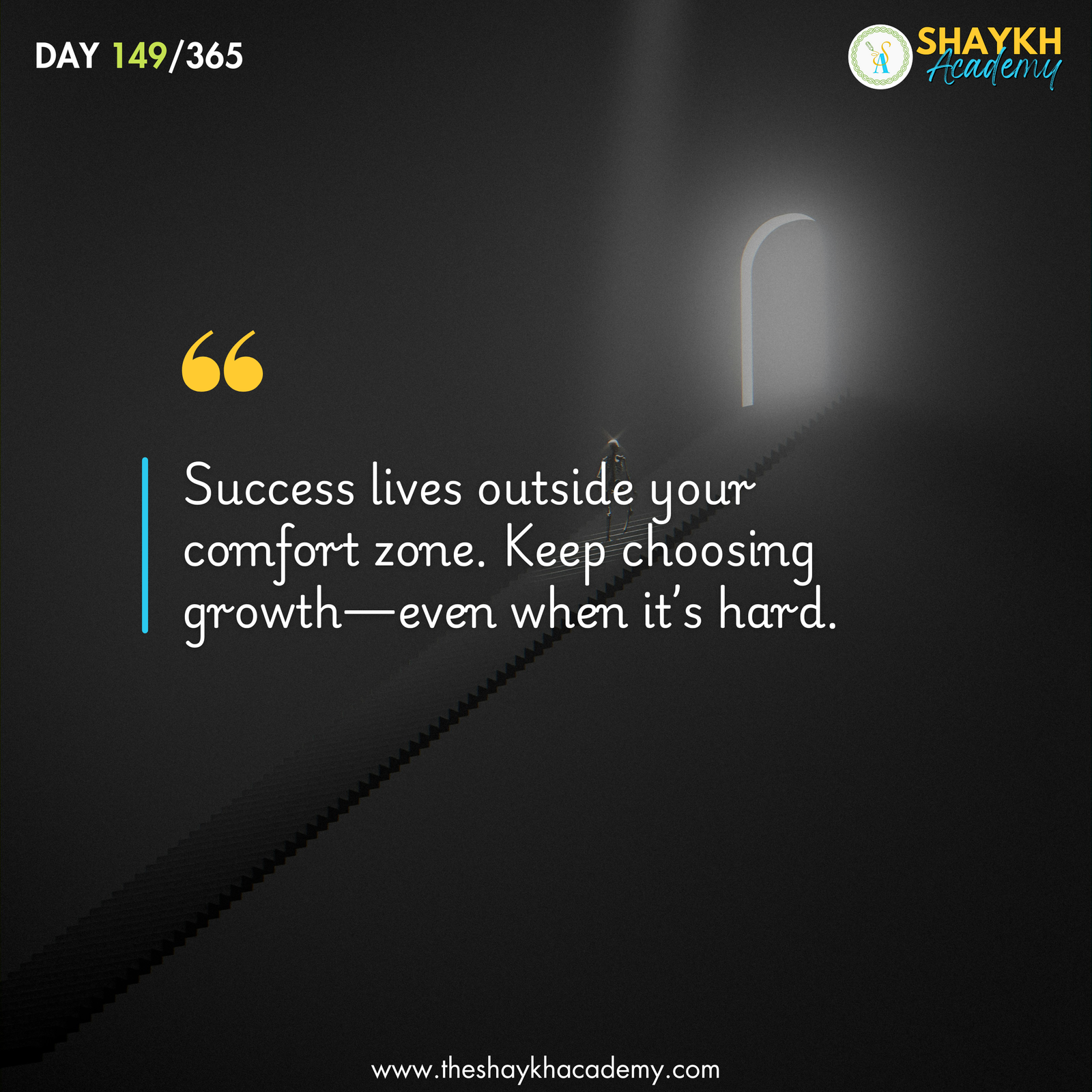 Success lives outside your comfort zone. Keep choosing growth—even when it’s hard.