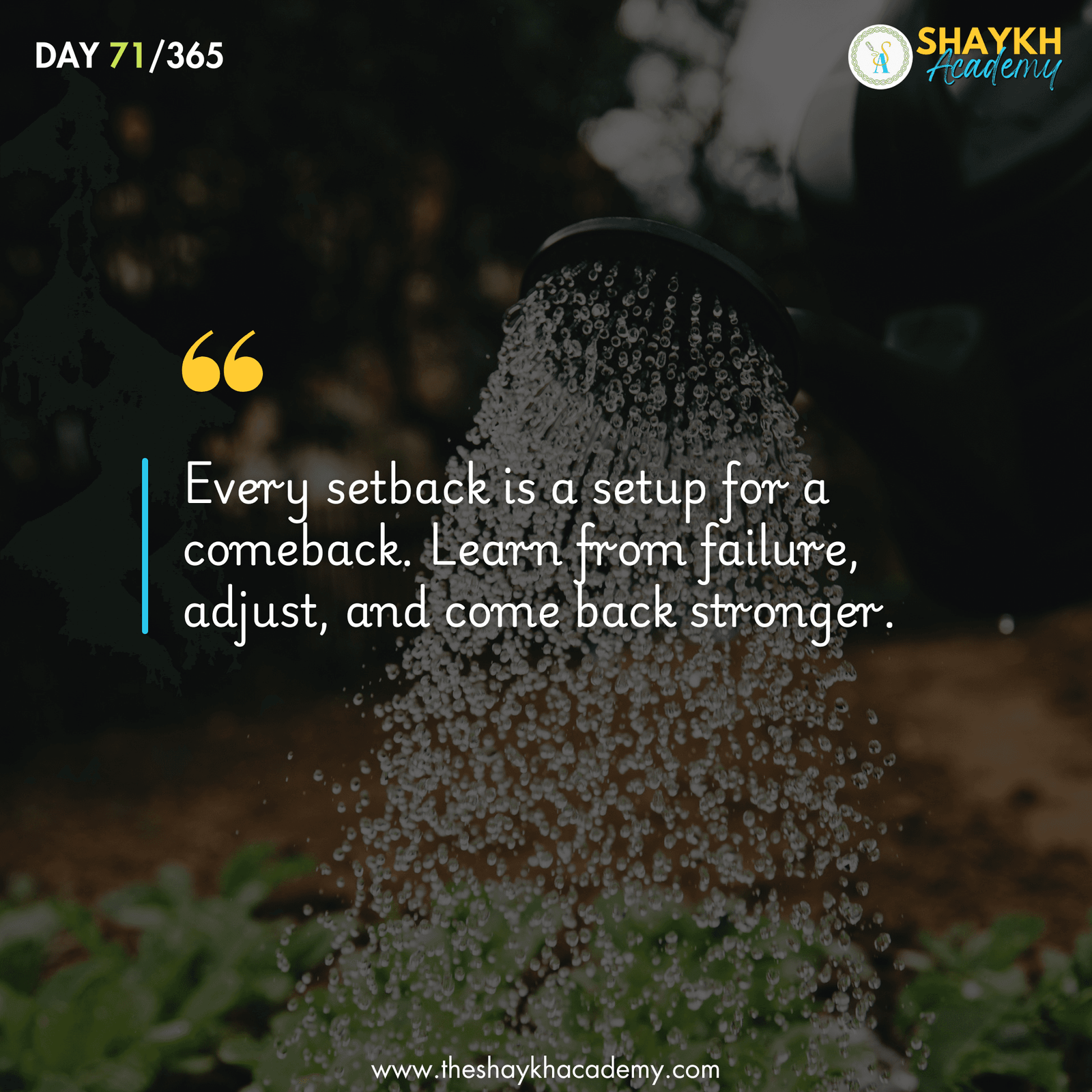 Every setback is a setup for a comeback. Learn from failure, adjust, and come back stronger.