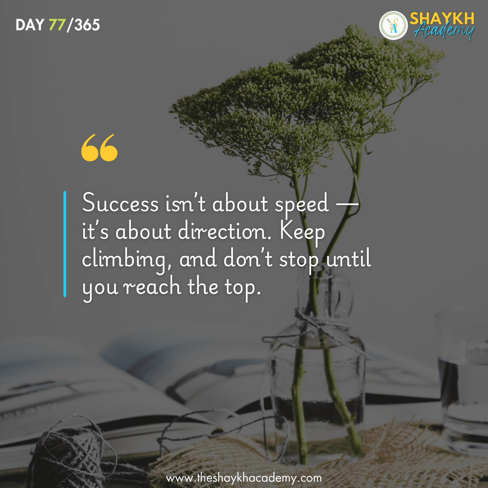 Success isn’t about speed — it’s about direction. Keep climbing, and don’t stop until you reach the top.