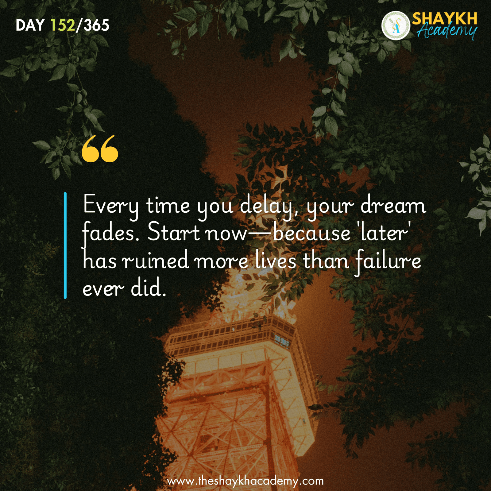 Every time you delay, your dream fades. Start now—because 'later' has ruined more lives than failure ever did.