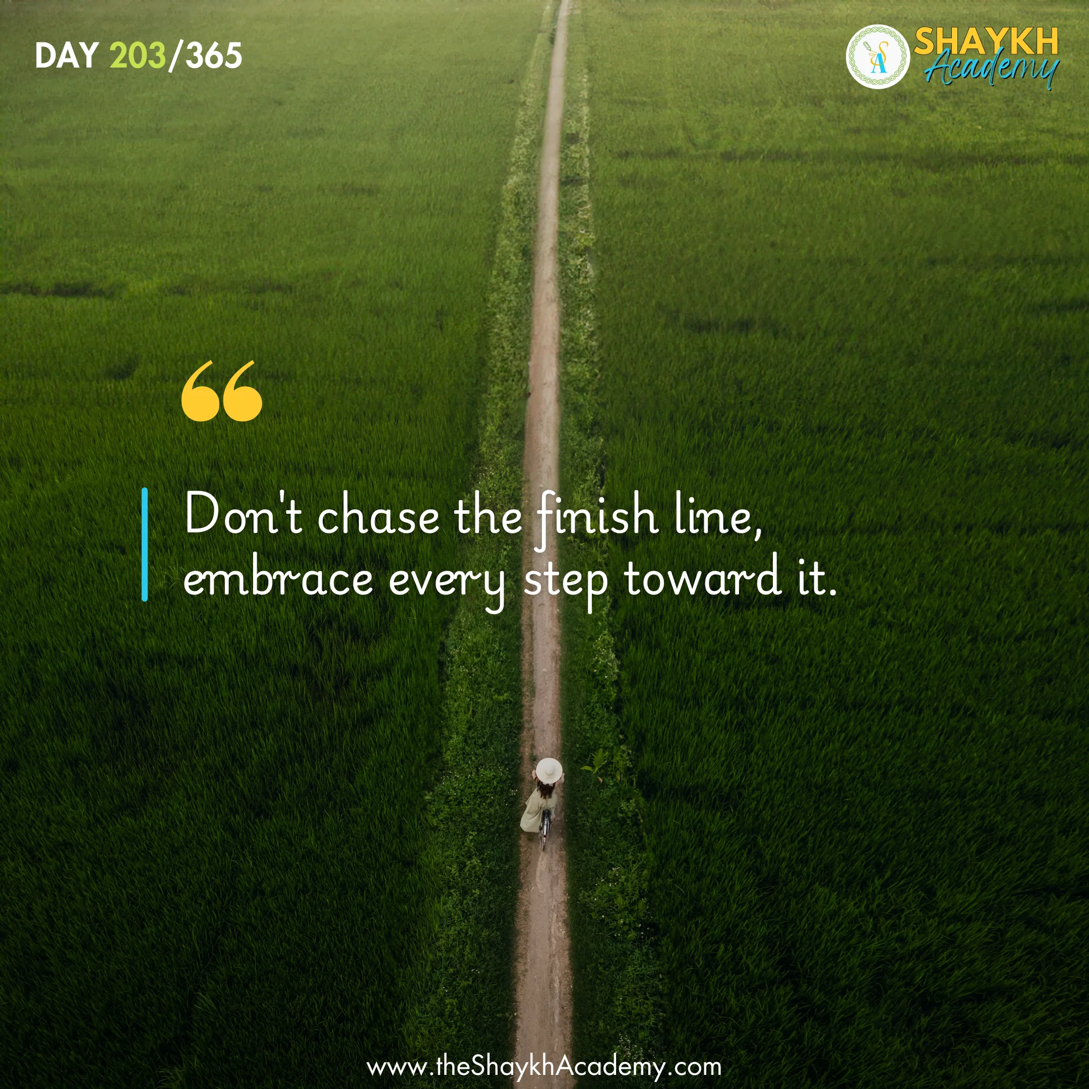 Don't chase the finish line, embrace every step toward it.