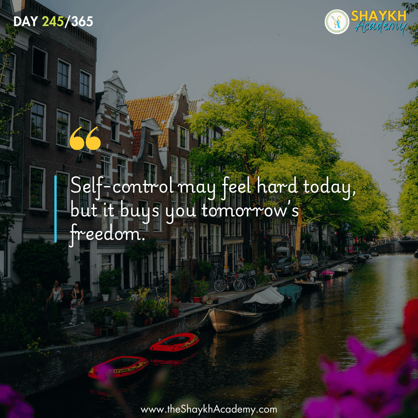 Self-control may feel hard today, but it buys you tomorrow’s freedom.