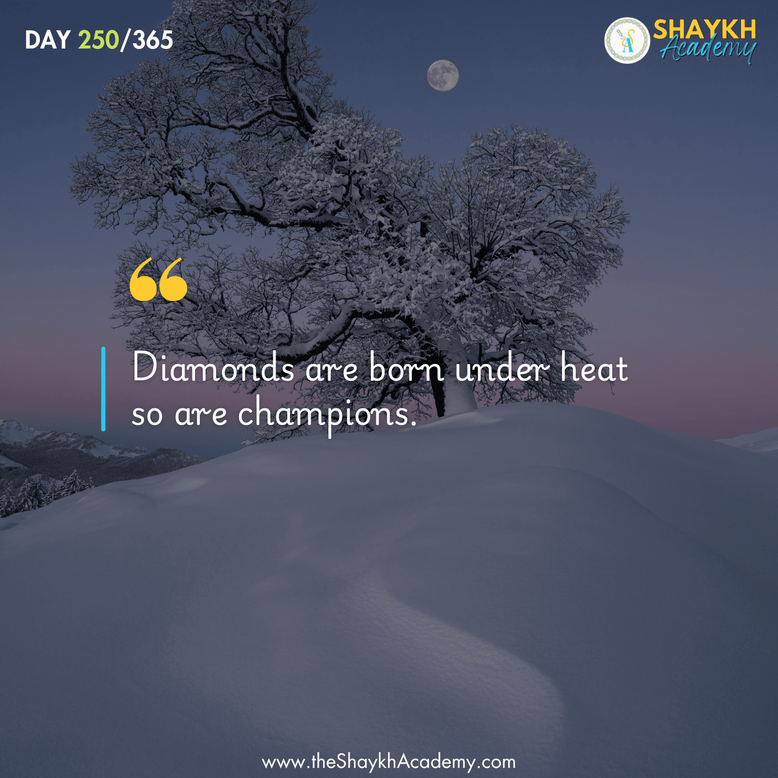 Diamonds are born under heat so are champions.