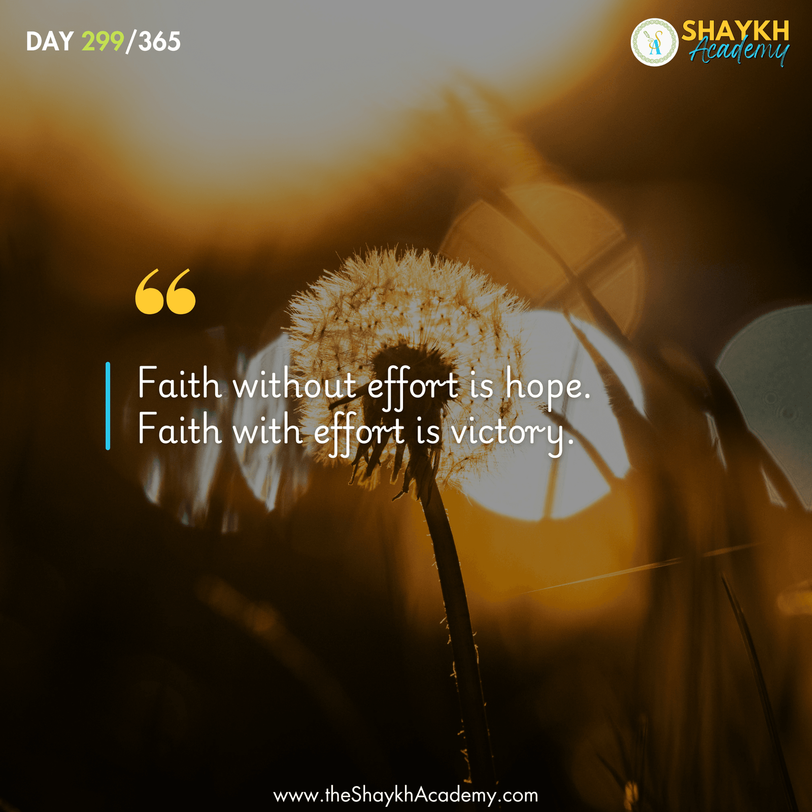 Faith without effort is hope. Faith with effort is victory.