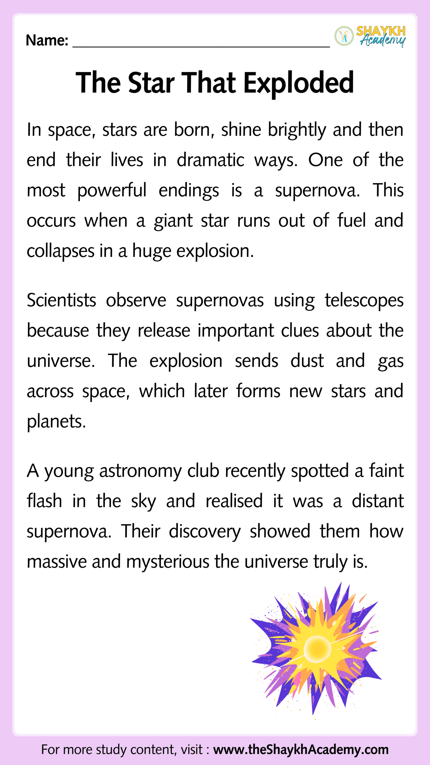 The Star That Exploded