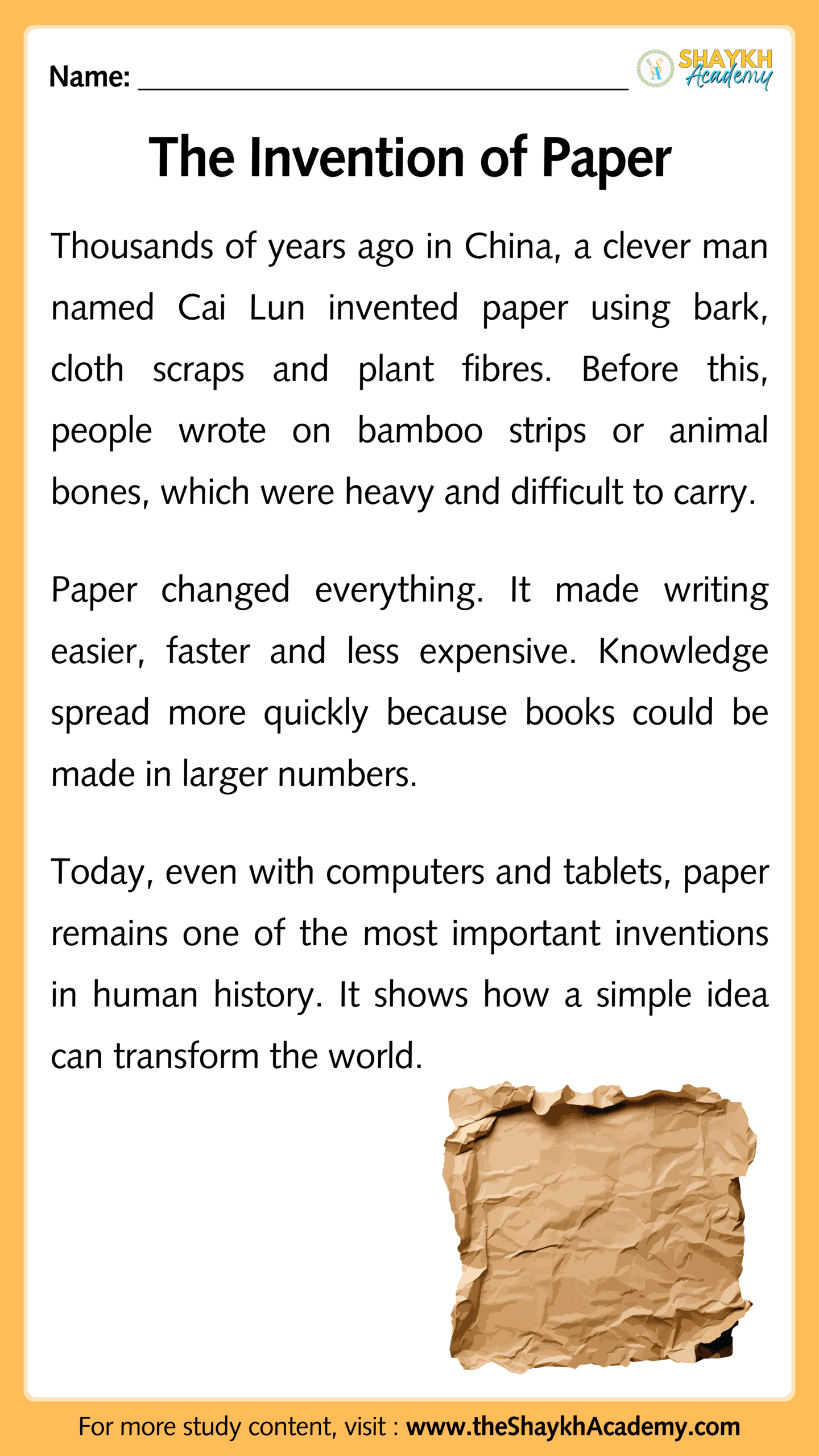 The Invention of Paper