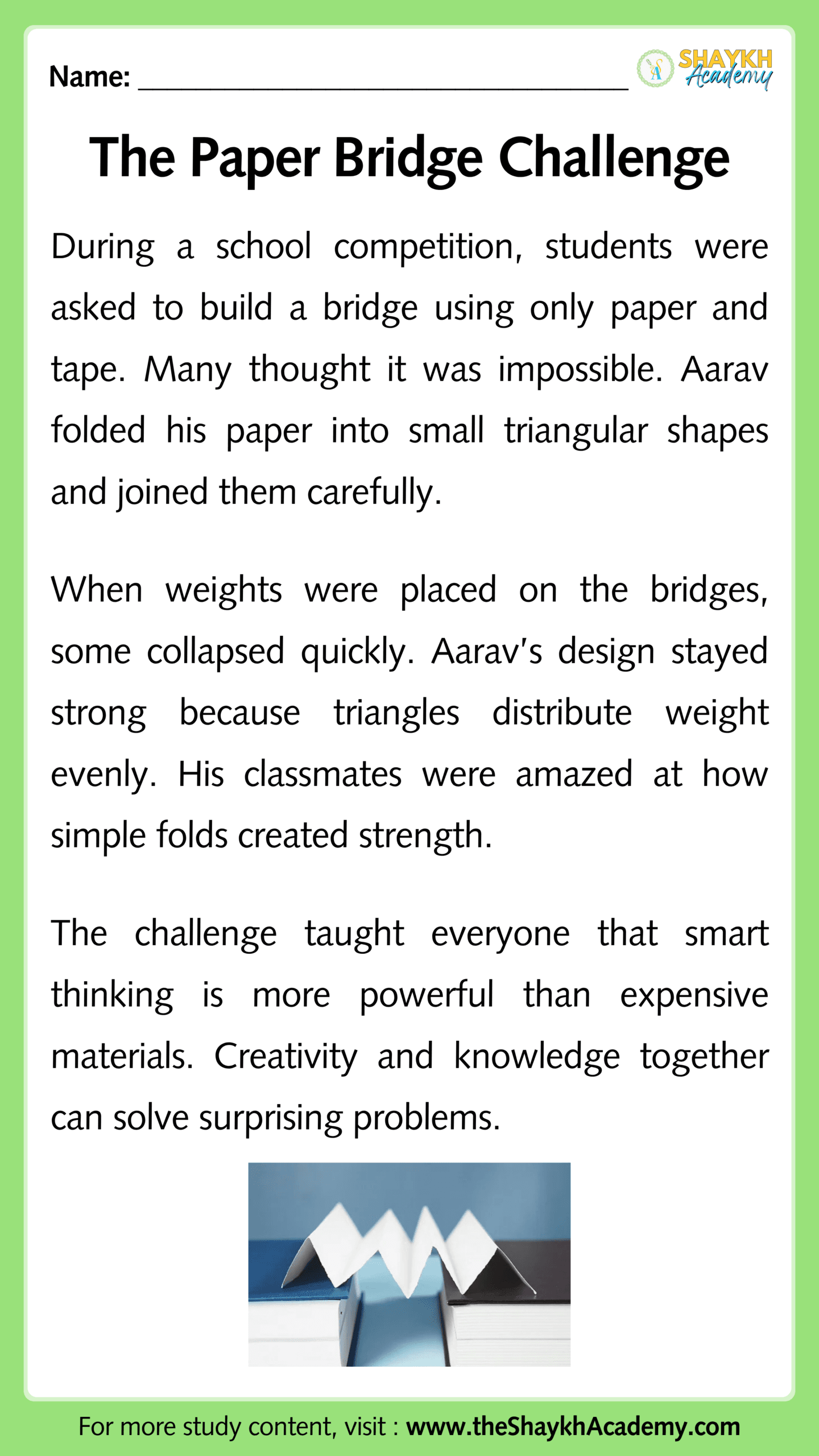The Paper Bridge Challenge