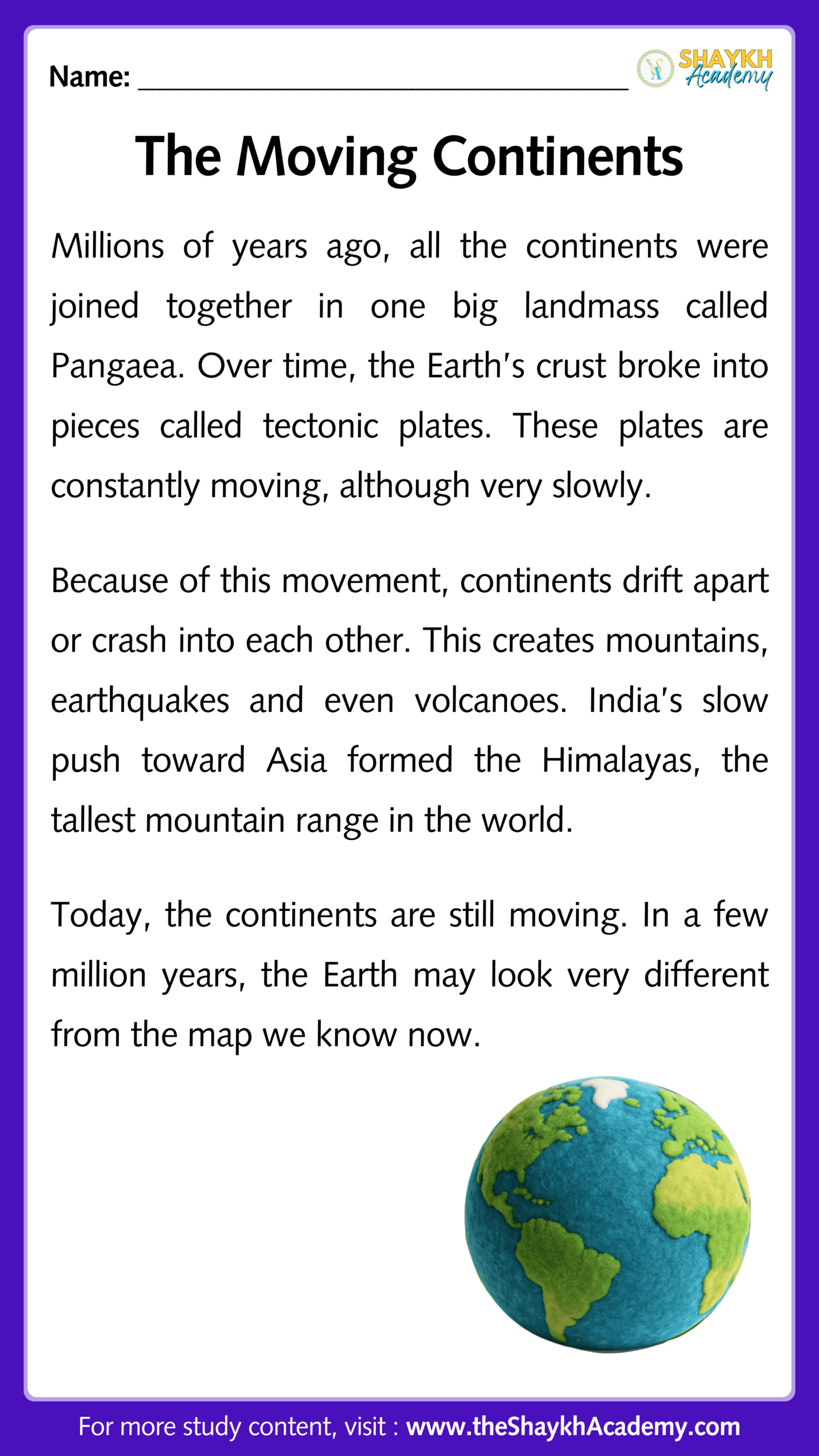 The Moving Continents