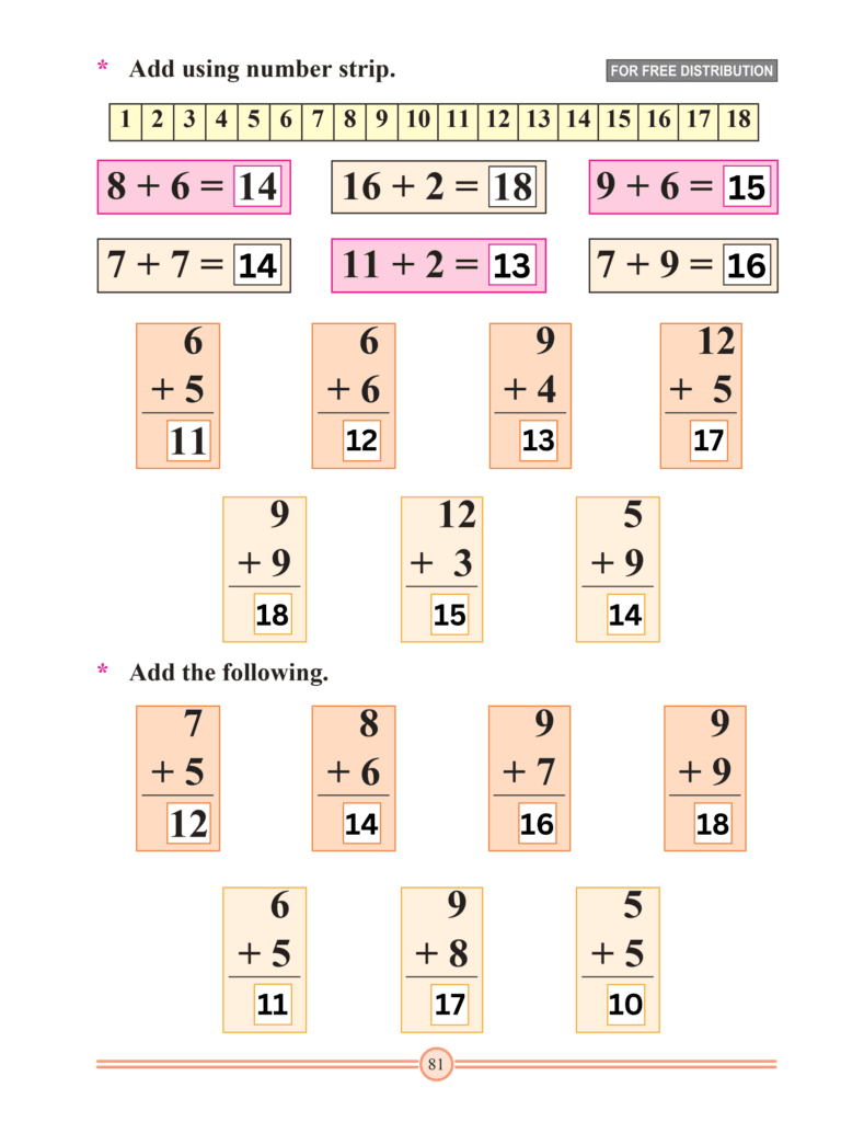 Chapter 25 – Addition (Upto 18)